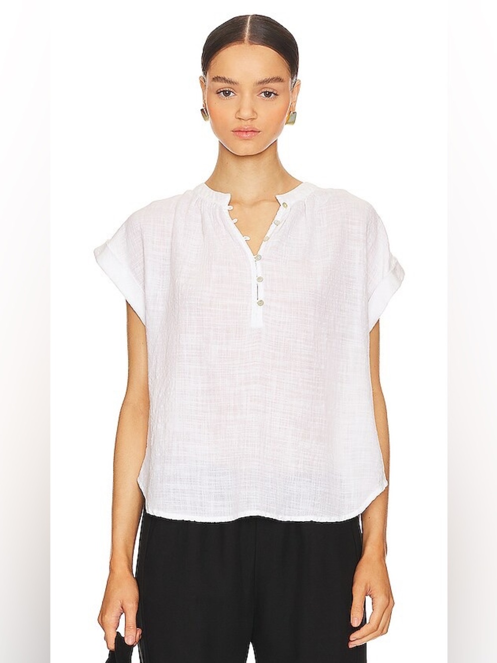 bella dahl Linen Blouse in White Size Small Like New